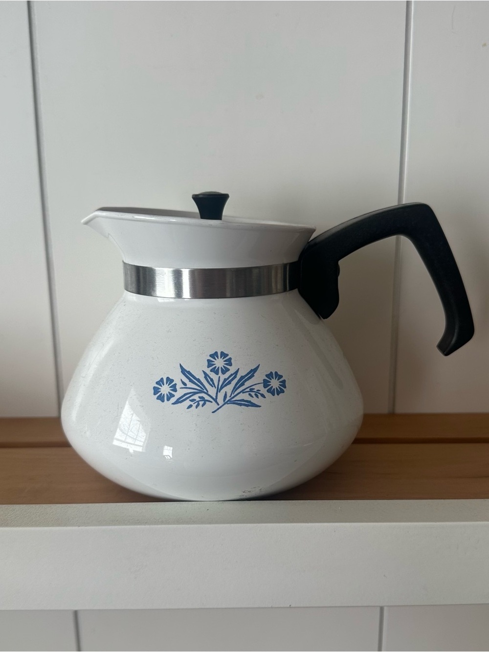 Vintage Corning Ware Cornflower Enamel Coffee Pot with lid